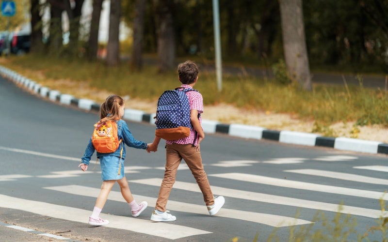 Pedestrian crossing street